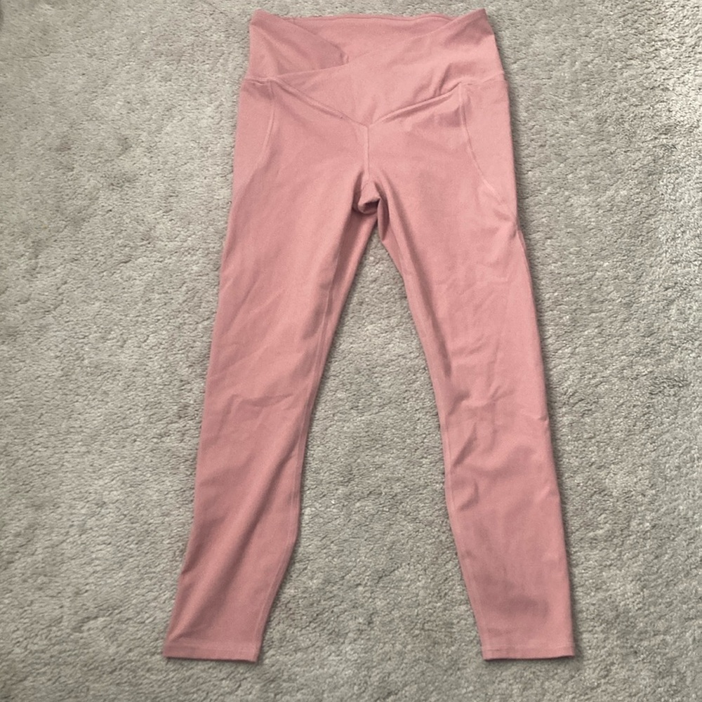 Fabletics PureLuxe High-Waisted Crossover 7/8 Leggings -PINK CANYON (24”)